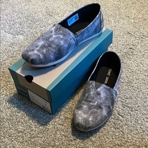 TOMS Black distressed washed canvas Slip-On Shoes
